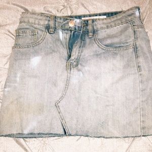 High waisted denim skirt